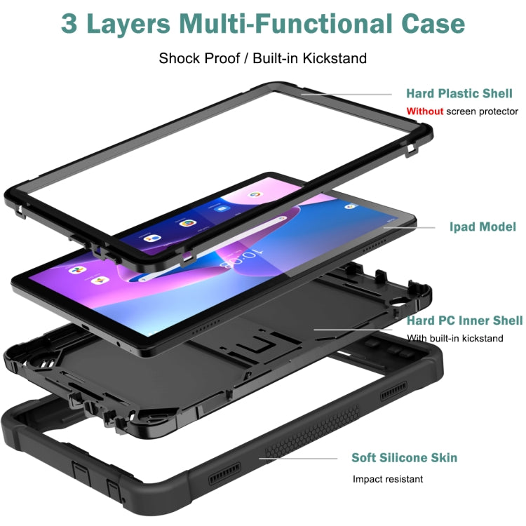 For Lenovo Tab M10 3rd Gen / TB328 Silicone Hybrid PC Tablet Case with Holder(Black) - Lenovo by PMC TechLife | Online Shopping South Africa | PMC TechLife | Buy Now Pay Later Mobicred