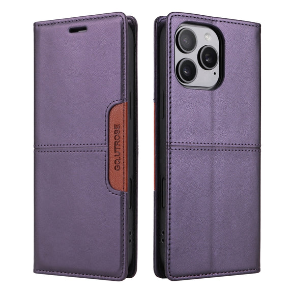 For iPhone 16 Pro GQUTROBE G01 RFID Anti-theft Leather Phone Case(Purple)
