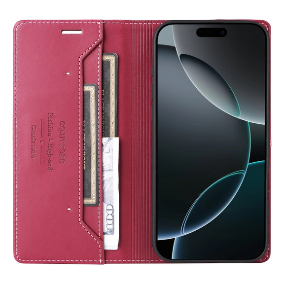 For iPhone 16 Pro Max GQUTROBE G01 RFID Anti-theft Leather Phone Case(Red)
