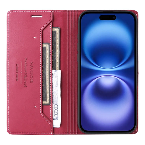 For iPhone 16 GQUTROBE G01 RFID Anti-theft Leather Phone Case(Red)