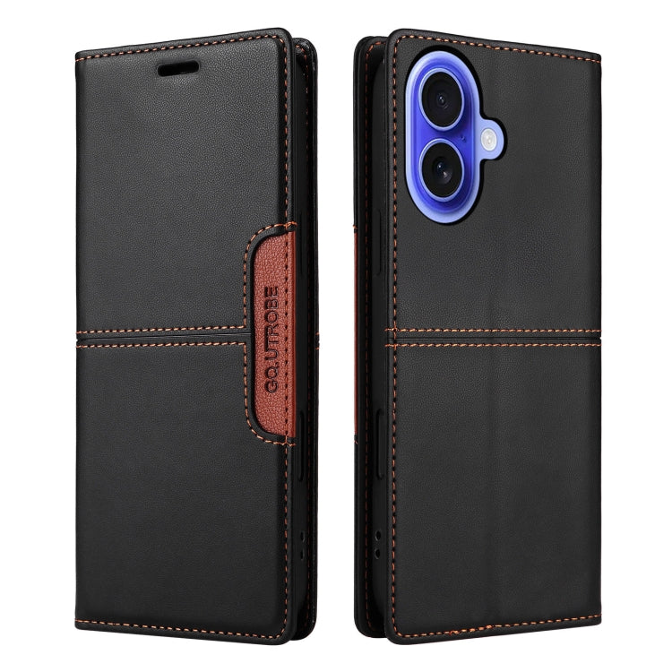 For iPhone 16 GQUTROBE G01 RFID Anti-theft Leather Phone Case(Black)