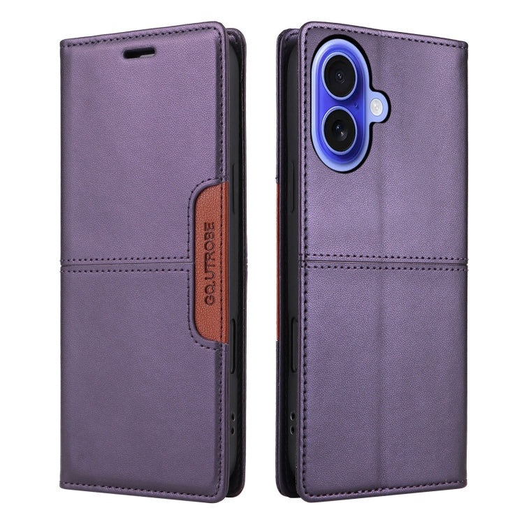 For iPhone 16 Plus GQUTROBE G01 RFID Anti-theft Leather Phone Case(Purple) - free shipping - PMC Jewellery - Order now!