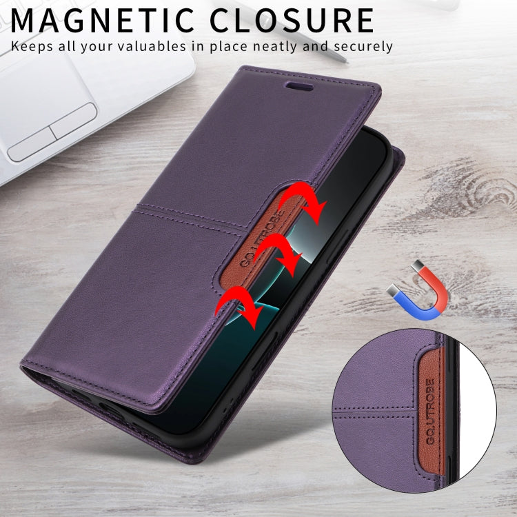 For iPhone 16 Plus GQUTROBE G01 RFID Anti-theft Leather Phone Case(Purple) - free shipping - PMC Jewellery - Order now!