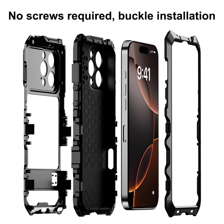 For iPhone 16 Pro Max R-JUST Life Water-resistant Dustproof Shockproof Phone Case(Black)