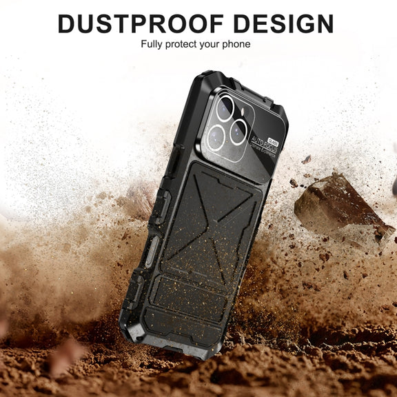 For iPhone 16 Pro Max R-JUST Life Water-resistant Dustproof Shockproof Phone Case(Black)