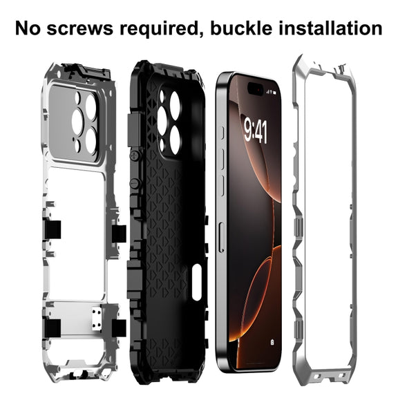 For iPhone 16 Pro R-JUST Life Water-resistant Dustproof Shockproof Phone Case(Silver)