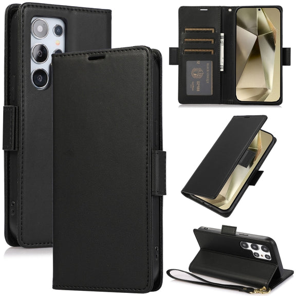For Samsung Galaxy S25 Ultra 5G Side Buckle RFID Anti-theft Leather Phone Case(Black)