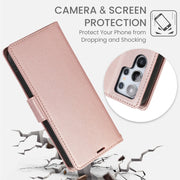 For Samsung Galaxy S25 Ultra 5G Side Buckle RFID Anti-theft Leather Phone Case(Rose Gold)