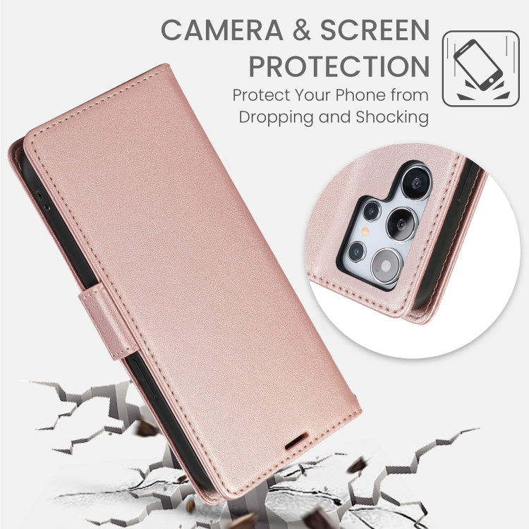 For Samsung Galaxy S25 Ultra 5G Side Buckle RFID Anti-theft Leather Phone Case(Rose Gold)