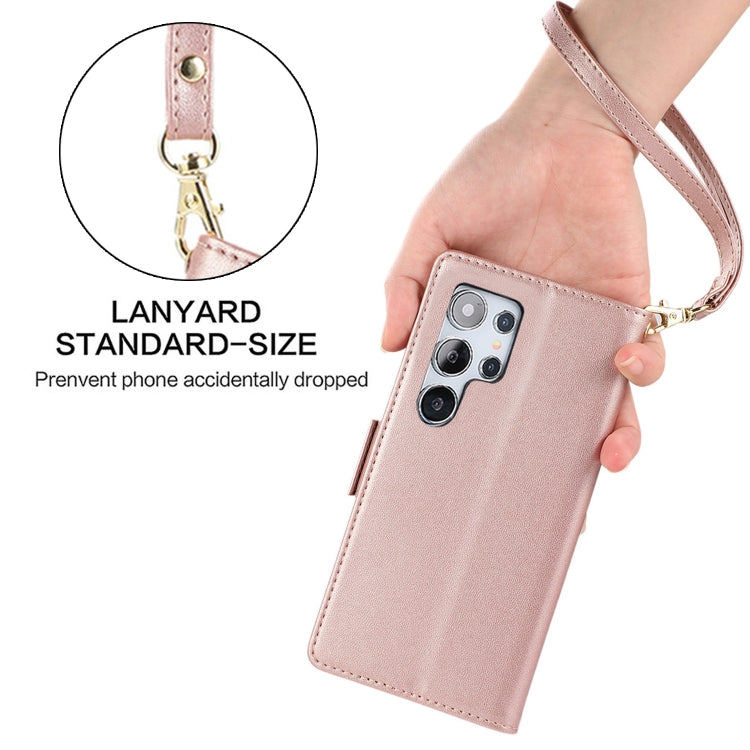 For Samsung Galaxy S25 Ultra 5G Side Buckle RFID Anti-theft Leather Phone Case(Rose Gold)