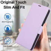 For Samsung Galaxy S25 Ultra 5G Side Buckle RFID Anti-theft Leather Phone Case(Light Purple)