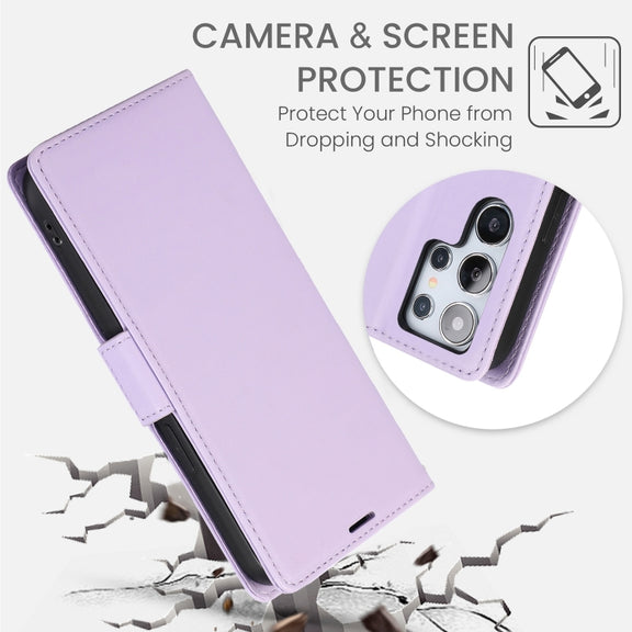 For Samsung Galaxy S25 Ultra 5G Side Buckle RFID Anti-theft Leather Phone Case(Light Purple)