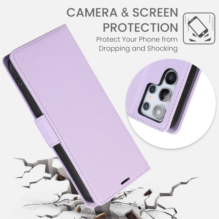 For Samsung Galaxy S25 Ultra 5G Side Buckle RFID Anti-theft Leather Phone Case(Light Purple)