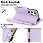For Samsung Galaxy S25 Ultra 5G Side Buckle RFID Anti-theft Leather Phone Case(Light Purple)