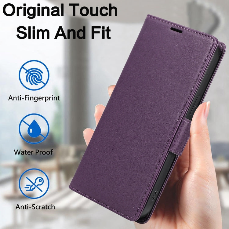 For Samsung Galaxy S25 Ultra 5G Side Buckle RFID Anti-theft Leather Phone Case(Dark Purple)