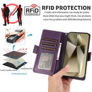 For Samsung Galaxy S25 Ultra 5G Side Buckle RFID Anti-theft Leather Phone Case(Dark Purple)