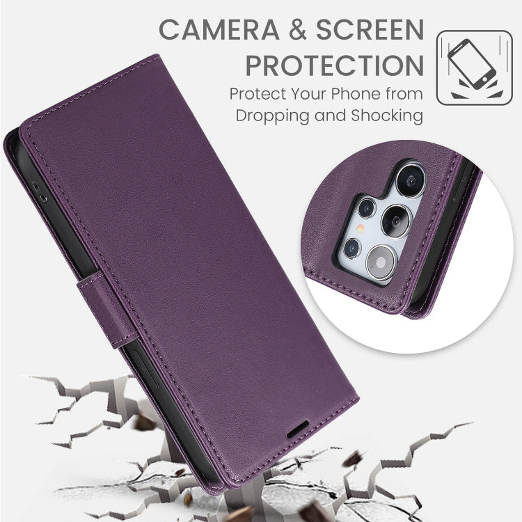 For Samsung Galaxy S25 Ultra 5G Side Buckle RFID Anti-theft Leather Phone Case(Dark Purple)