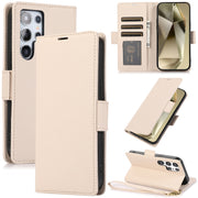 For Samsung Galaxy S25 Ultra 5G Side Buckle RFID Anti-theft Leather Phone Case(Apricot)