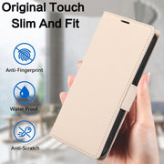 For Samsung Galaxy S25 Ultra 5G Side Buckle RFID Anti-theft Leather Phone Case(Apricot)