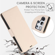 For Samsung Galaxy S25 Ultra 5G Side Buckle RFID Anti-theft Leather Phone Case(Apricot)