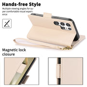 For Samsung Galaxy S25 Ultra 5G Side Buckle RFID Anti-theft Leather Phone Case(Apricot)