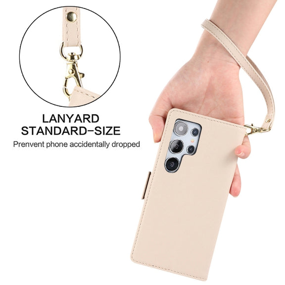 For Samsung Galaxy S25 Ultra 5G Side Buckle RFID Anti-theft Leather Phone Case(Apricot)