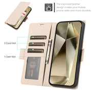For Samsung Galaxy S25 Ultra 5G Side Buckle RFID Anti-theft Leather Phone Case(Apricot)