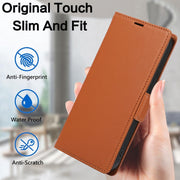 For Samsung Galaxy S25 Ultra 5G Side Buckle RFID Anti-theft Leather Phone Case(Brown)
