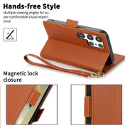 For Samsung Galaxy S25 Ultra 5G Side Buckle RFID Anti-theft Leather Phone Case(Brown)