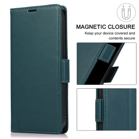 For Samsung Galaxy S25 / S24 5G Side Buckle RFID Anti-theft Leather Phone Case(Green)