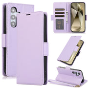 For Samsung Galaxy S25 / S24 5G Side Buckle RFID Anti-theft Leather Phone Case(Light Purple)
