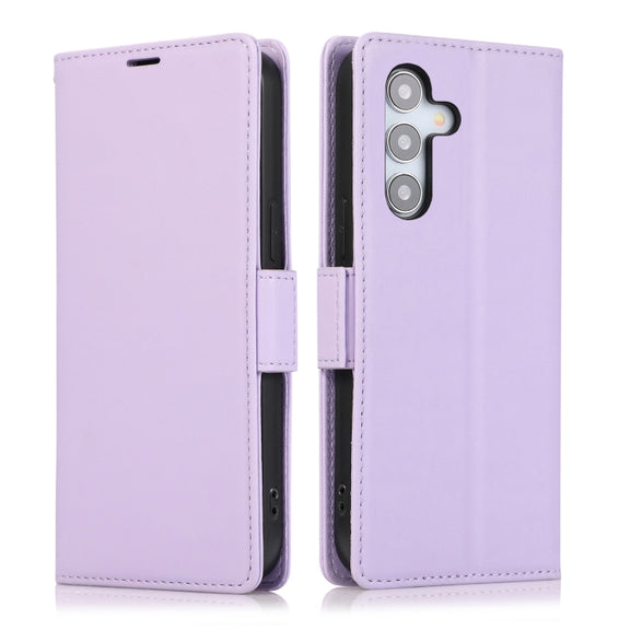 For Samsung Galaxy S25 / S24 5G Side Buckle RFID Anti-theft Leather Phone Case(Light Purple)