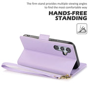For Samsung Galaxy S25 / S24 5G Side Buckle RFID Anti-theft Leather Phone Case(Light Purple)