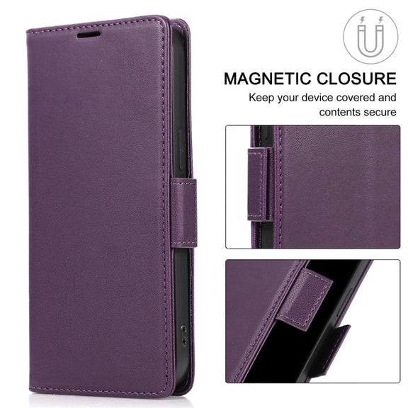 For Samsung Galaxy S25 / S24 5G Side Buckle RFID Anti-theft Leather Phone Case(Dark Purple)