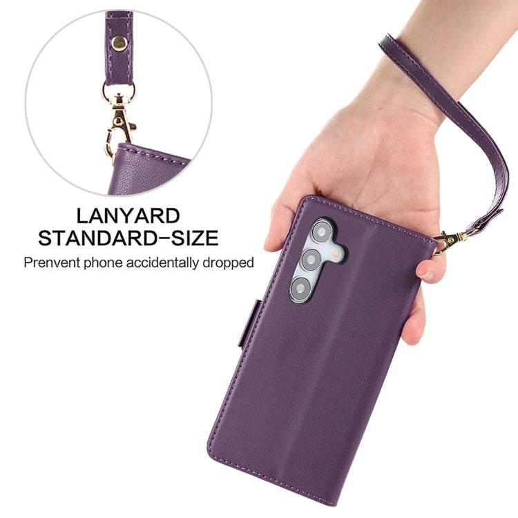 For Samsung Galaxy S25 / S24 5G Side Buckle RFID Anti-theft Leather Phone Case(Dark Purple)