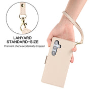 For Samsung Galaxy S25 / S24 5G Side Buckle RFID Anti-theft Leather Phone Case(Apricot)