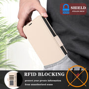 For Samsung Galaxy S25 / S24 5G Side Buckle RFID Anti-theft Leather Phone Case(Apricot)