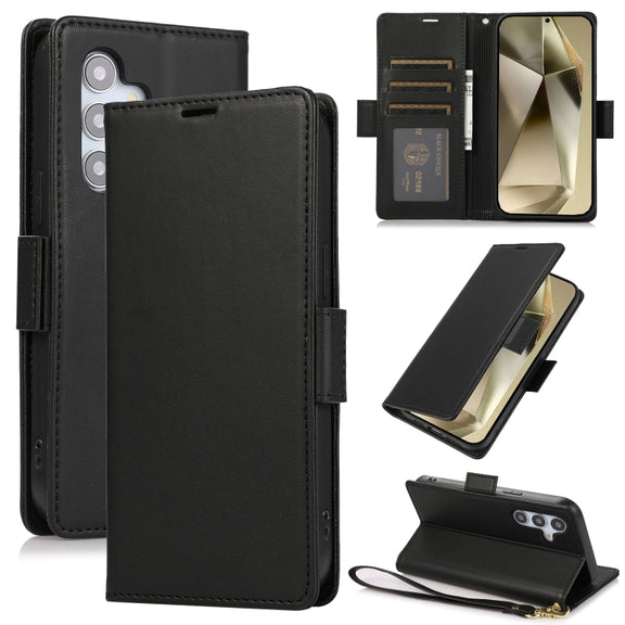 For Samsung Galaxy S25+ / S24+ 5G Side Buckle RFID Anti-theft Leather Phone Case(Black)