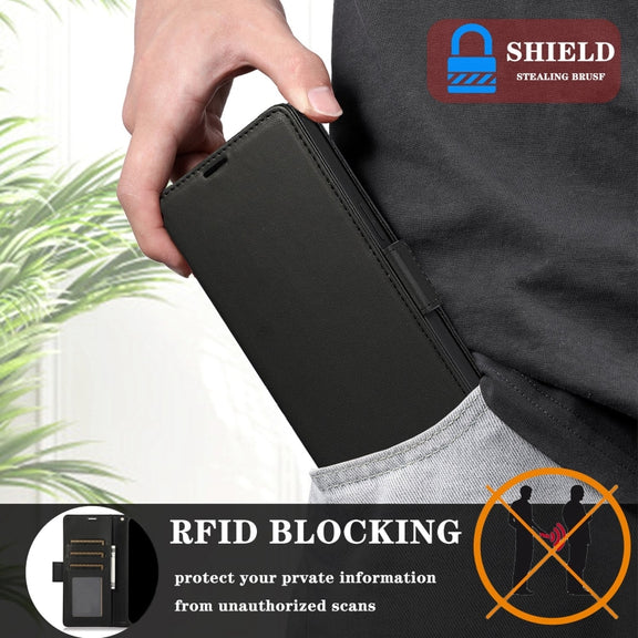 For Samsung Galaxy S25+ / S24+ 5G Side Buckle RFID Anti-theft Leather Phone Case(Black)