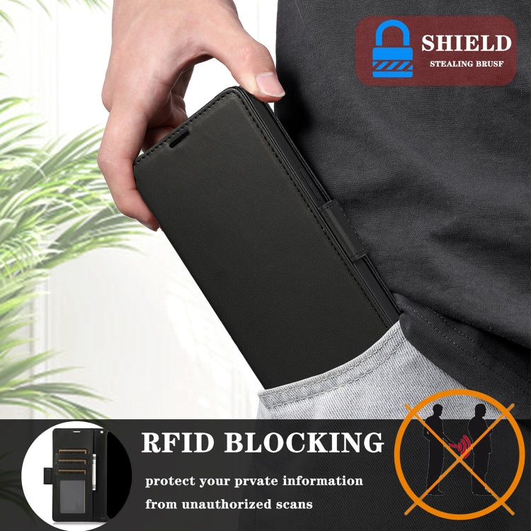 For Samsung Galaxy S25+ / S24+ 5G Side Buckle RFID Anti-theft Leather Phone Case(Black)