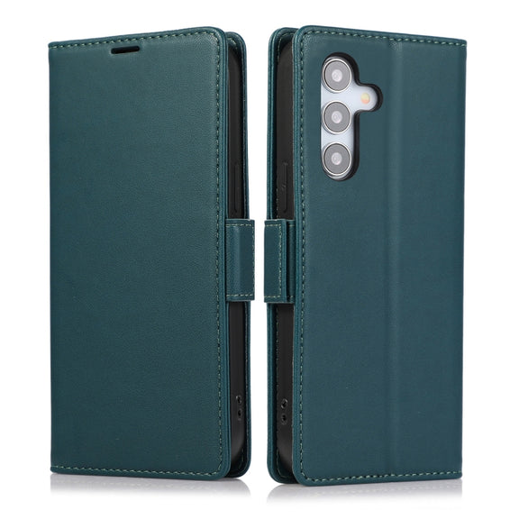For Samsung Galaxy S25+ / S24+ 5G Side Buckle RFID Anti-theft Leather Phone Case(Green)