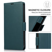For Samsung Galaxy S25+ / S24+ 5G Side Buckle RFID Anti-theft Leather Phone Case(Green)