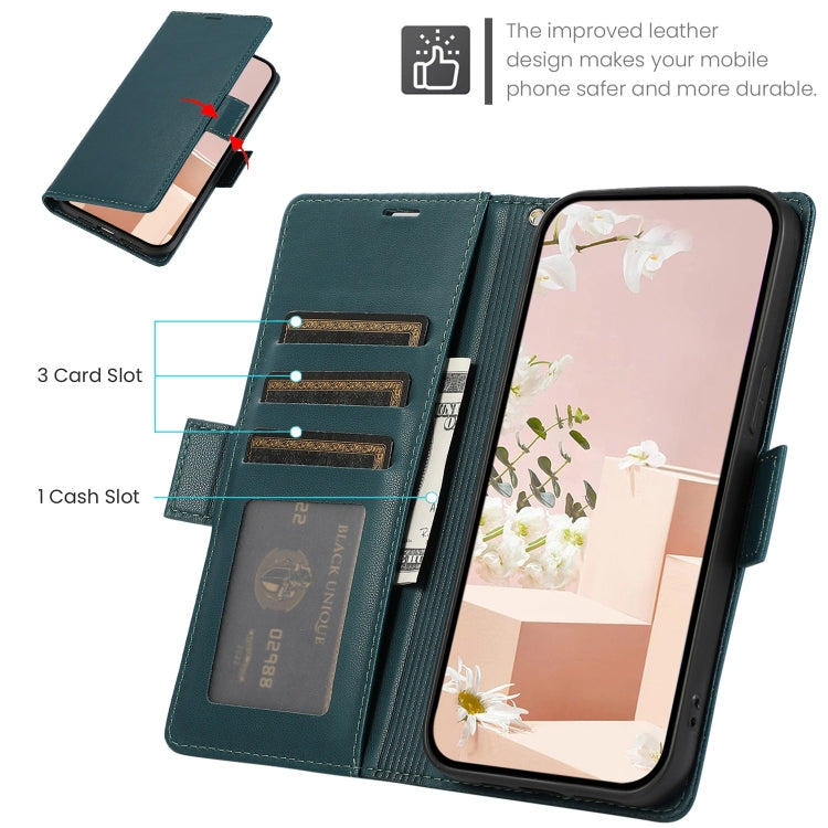 For Samsung Galaxy S25+ / S24+ 5G Side Buckle RFID Anti-theft Leather Phone Case(Green)