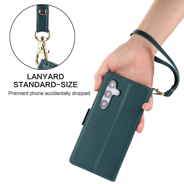 For Samsung Galaxy S25+ / S24+ 5G Side Buckle RFID Anti-theft Leather Phone Case(Green)