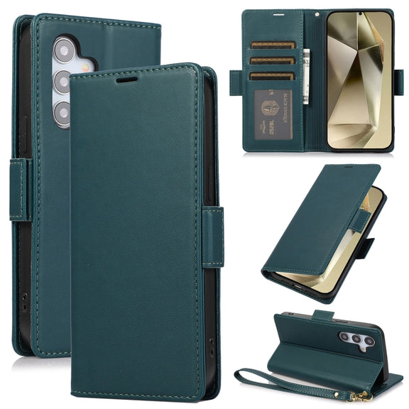 For Samsung Galaxy S25+ / S24+ 5G Side Buckle RFID Anti-theft Leather Phone Case(Green)