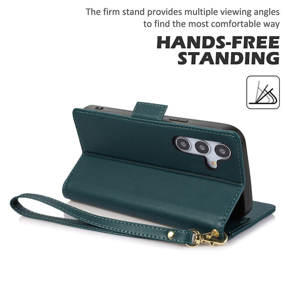 For Samsung Galaxy S25+ / S24+ 5G Side Buckle RFID Anti-theft Leather Phone Case(Green)