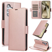 For Samsung Galaxy S25+ / S24+ 5G Side Buckle RFID Anti-theft Leather Phone Case(Rose Gold)
