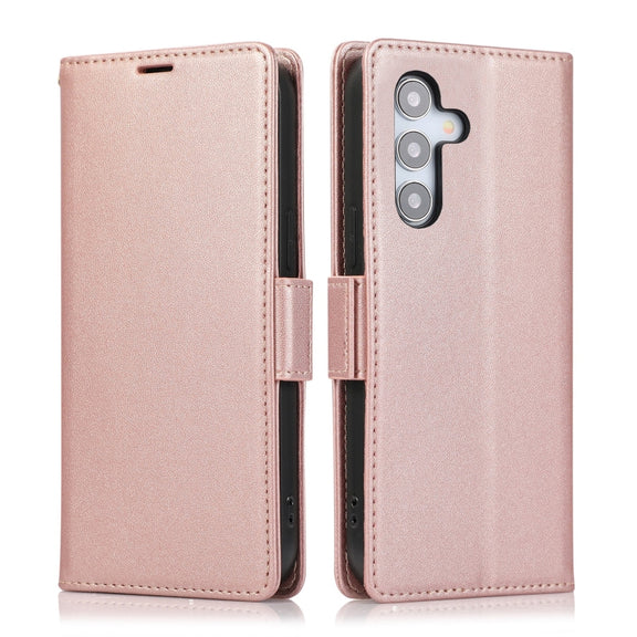 For Samsung Galaxy S25+ / S24+ 5G Side Buckle RFID Anti-theft Leather Phone Case(Rose Gold)