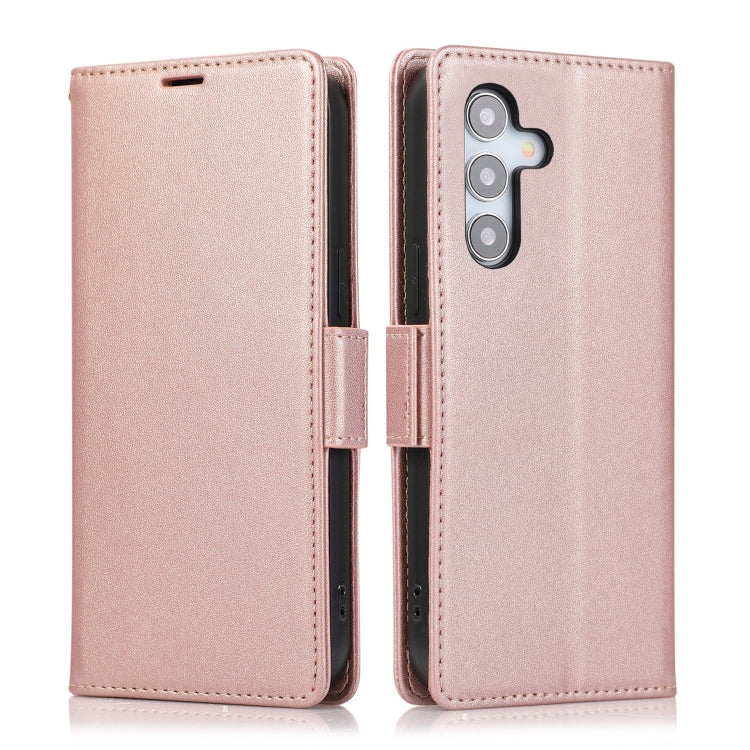 For Samsung Galaxy S25+ / S24+ 5G Side Buckle RFID Anti-theft Leather Phone Case(Rose Gold)