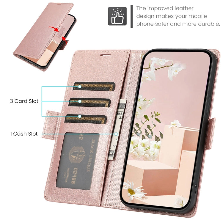 For Samsung Galaxy S25+ / S24+ 5G Side Buckle RFID Anti-theft Leather Phone Case(Rose Gold) - Galaxy S25+ 5G Cases by PMC TechLife | Online Shopping South Africa | PMC TechLife | Buy Now Pay Later Mobicred